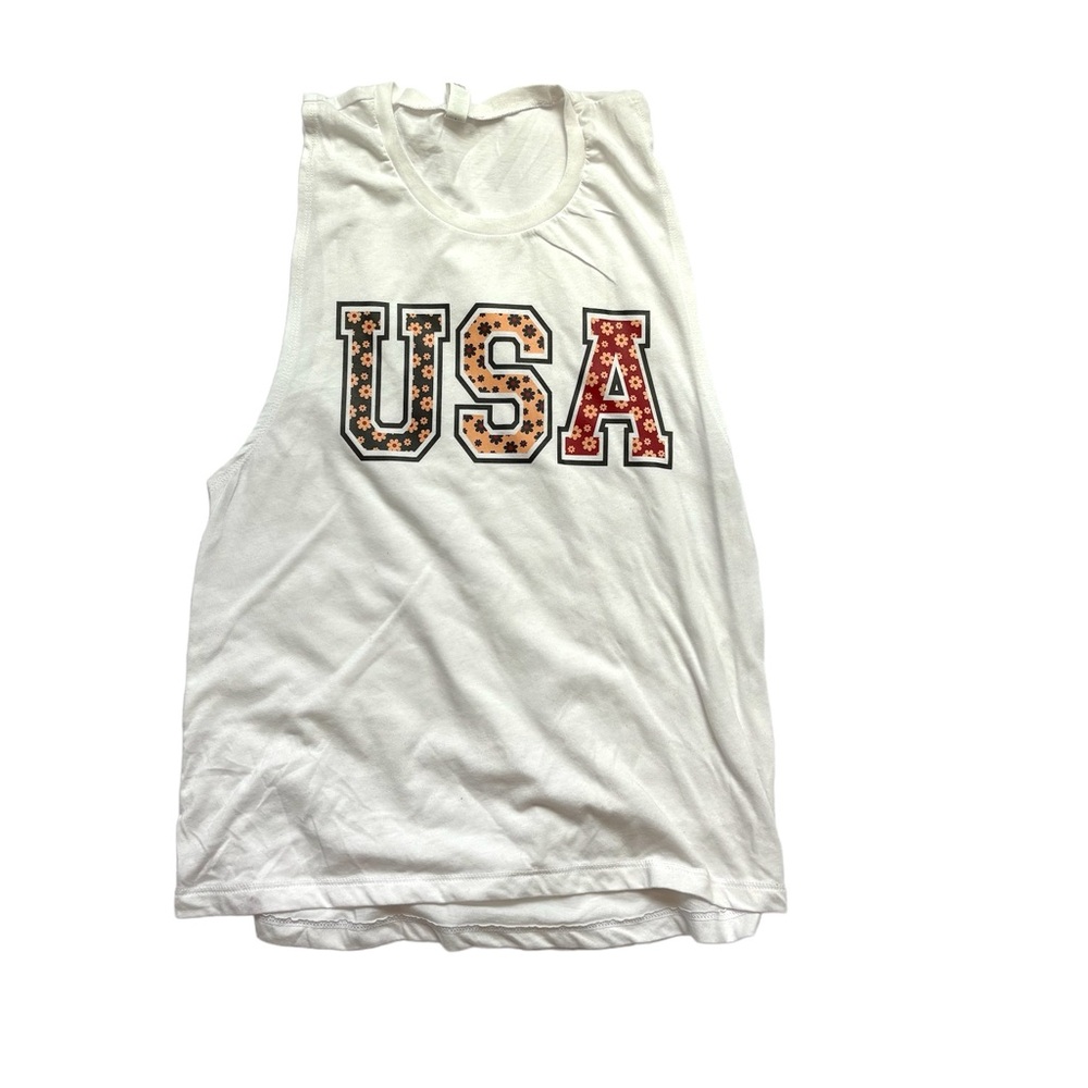 Next Level White XL USA Muscle Tank
